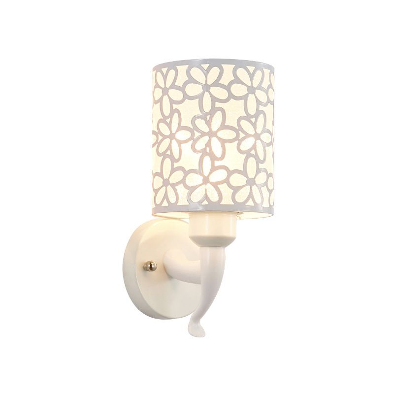 Modernist Wall Sconce Cylinder Metal Sconce Lighting in White for Bedroom