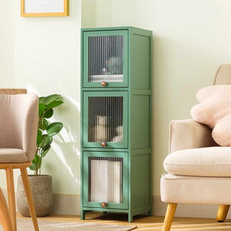 Bamboo Standard Bookcase Scandinavian Closed Back Bookshelf with Cabinets