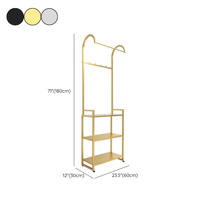 Luxurious Metallic Coat Hanger Free Standing Multilayer Shelves Design Coat Rack
