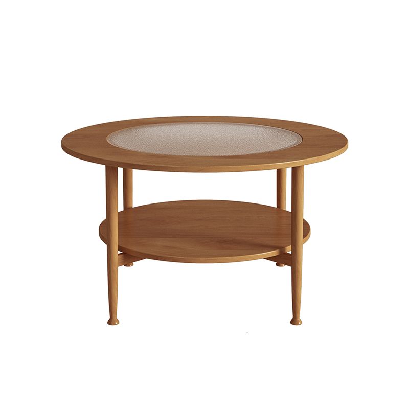 Nordic Wood and Glass Coffee Table 4 Legs Coffee Table with Storage