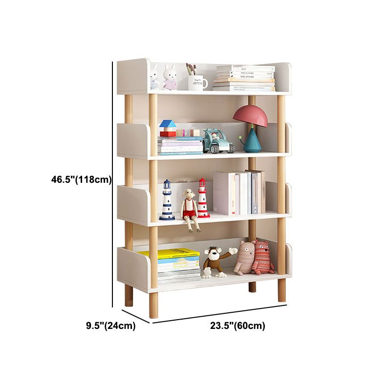 Scandinavian Vertical Bookshelf Open Etagere Manufactured Wood and Solid Wood Bookcase