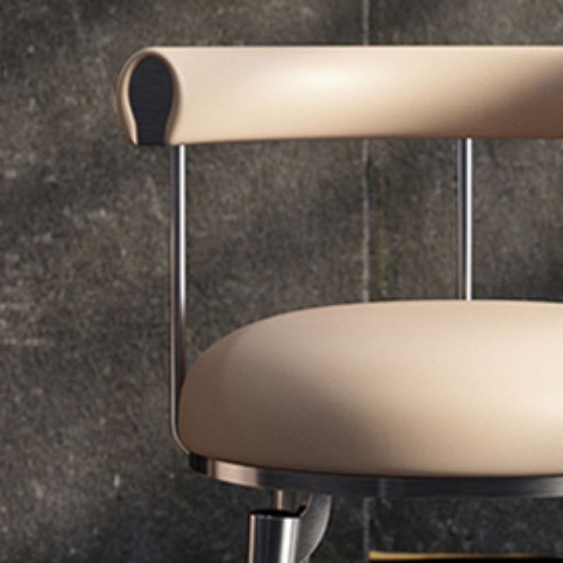 Upholstered Arm Chair Glam Style Open Back Dining Chairs with Metal Legs