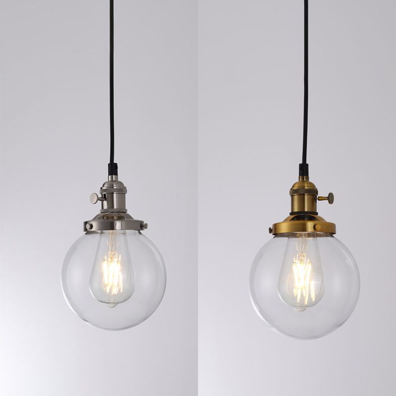 Lampada a sospensione del globo di ferro elettroplate in vetro a 3 luci a 3 luci in stile retrò industriale