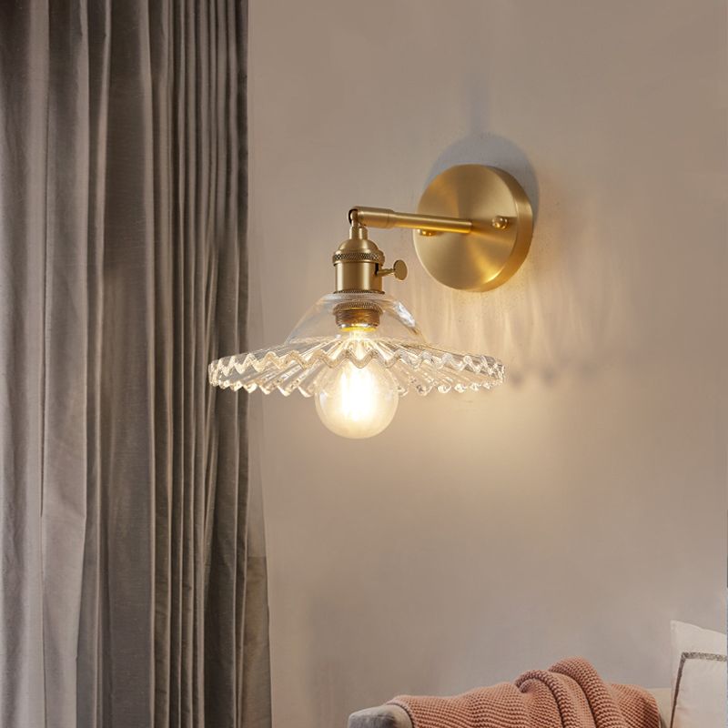 Cone Shape Glass Wall Light Industrial Style 1 Light Wall Light Sconce