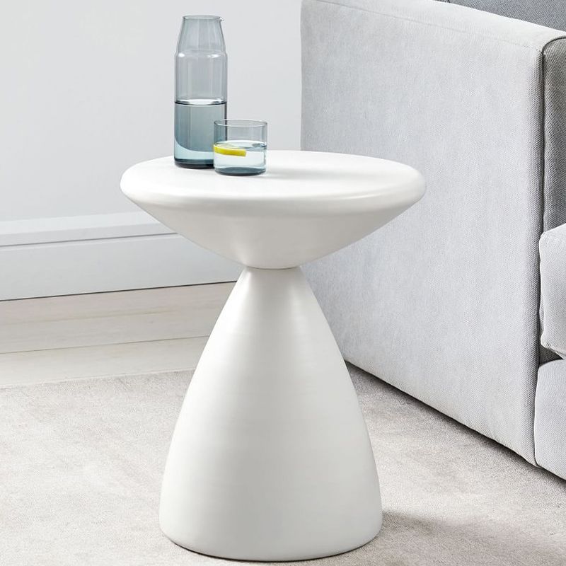 Living Room Side Table Mid-Century Round Pedestal Iron End Table