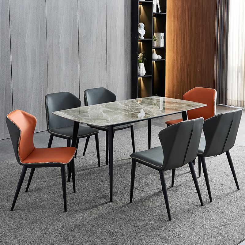 Glossy Gray Dining Table Set 1/4/5/7 Pieces Contemporary Dinette Set for Kitchen