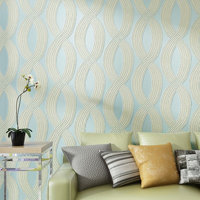 Pastel Color Stranded Pattern Wallpaper Moisture Resistant Minimalist Living Room Wall Covering