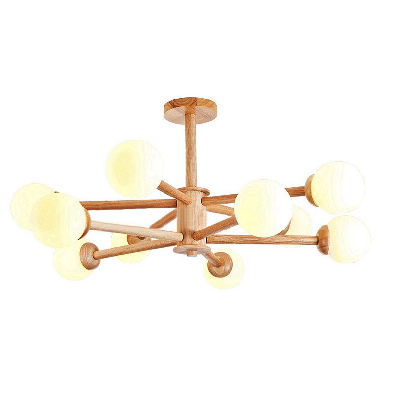 Luce a sospensione Sputnik Color Sputnik in moderna luce del soffitto in legno in stile creativo con tonalità di vetro opale