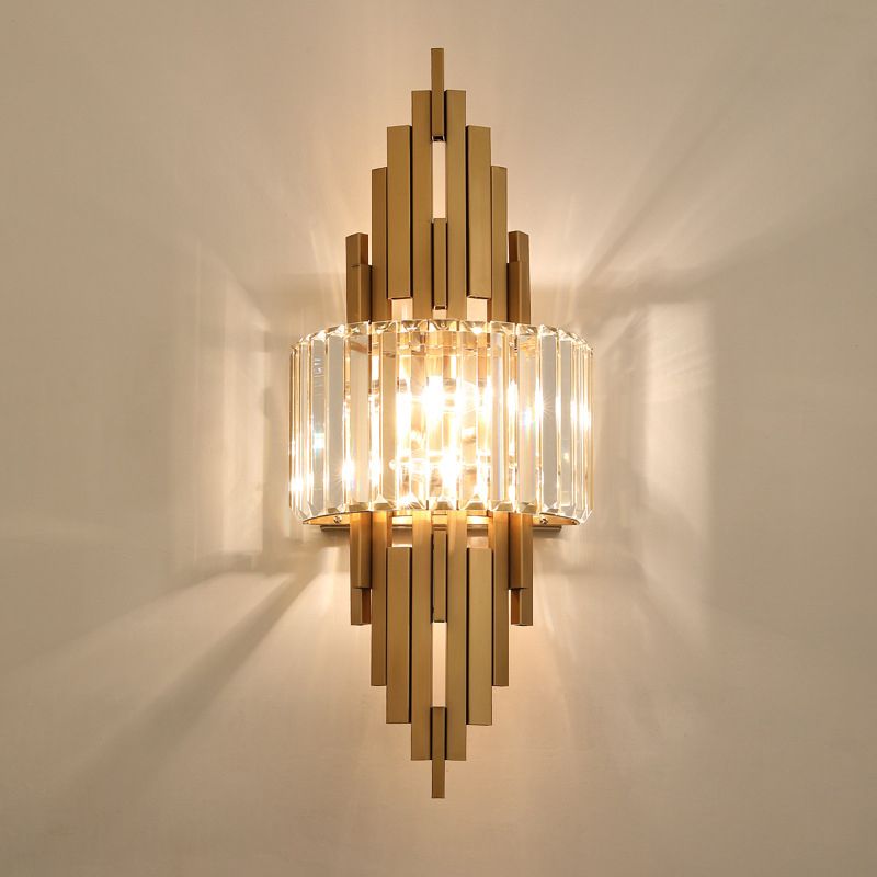 2 luci Lampada da parete in cristallo interno Strisce di metallo in metallo Stripsponi di scarico in oro