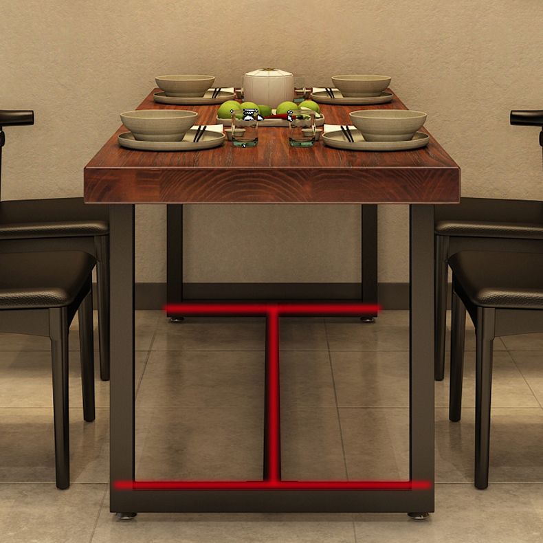 Rectangle Black Base Dining Table Industrial Pine Wood Table for Kitchen
