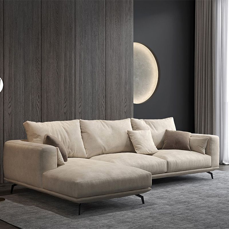 White Faux Leather Sofa & Chaise Loose Back Cushions Sofa - 25.59" H