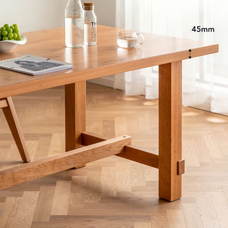 Fixed Farmhouse Style Solid Wood Top Kitchen Table Set of 4 Brown for Dining Room