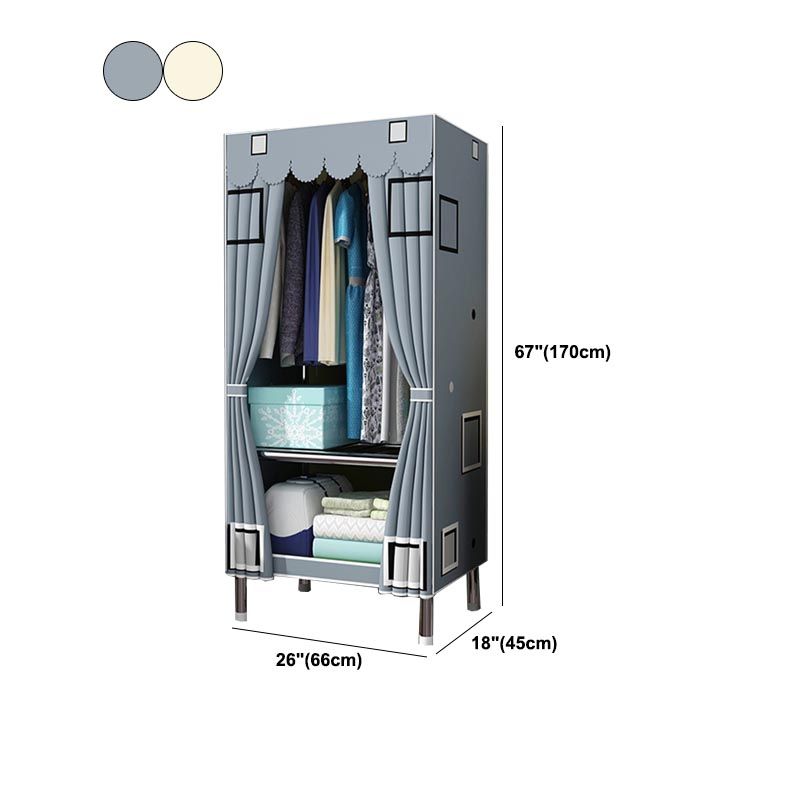 Contemporary Style Wardrobe Steel Cloth Rod Included Wardrobe Closet with Door