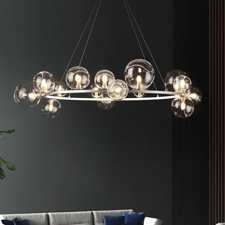 Globe Chandelier Light Fixture Modern Clear Glass Pendant Lighting for Restaurant