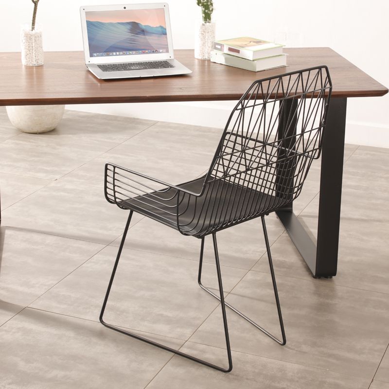 Industrial Black Armed Chairs Metal Outdoor Chair Upholstered Armchair