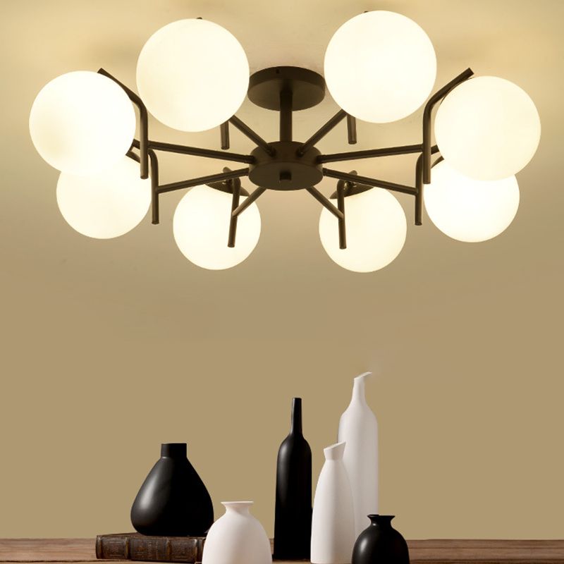 Black Ceiling Mounted Fixture Simple Globe Glass Living Room Ceiling Light