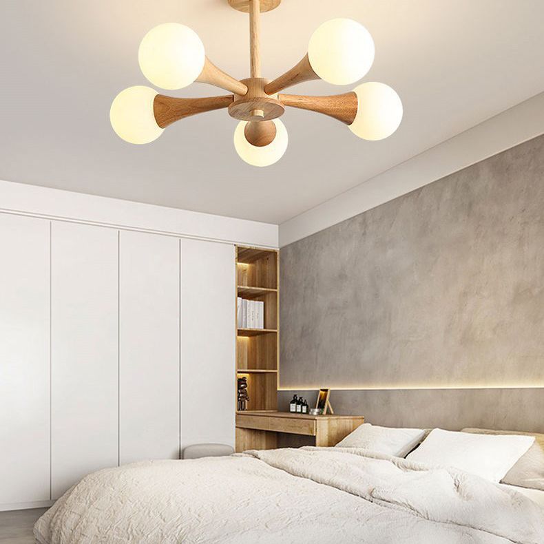 Ultra-Modern Sputnik appeso il lampadario sospensione in legno con cavo sospeso per soggiorno