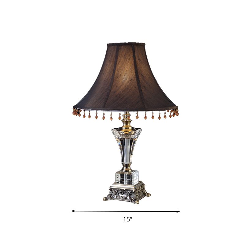 Bell Living Room Night Table Light Traditional Single Head Black Brown Nightstand Lampe avec Crystal Drop