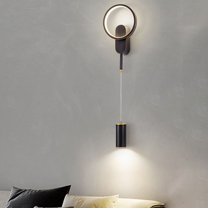 Modern Style Circle Shape Wall Light Metal 2 Light Sconces for Bedroom