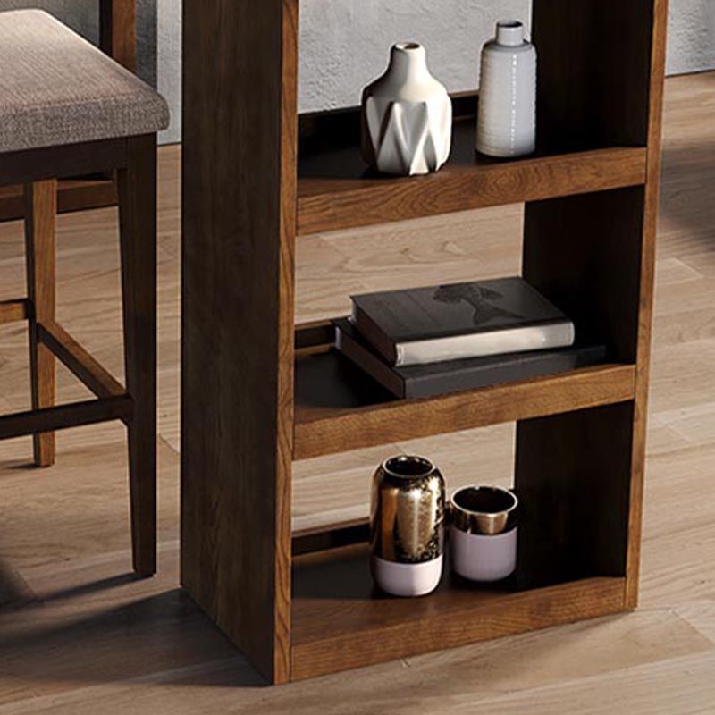 Ash Wood Top Bar Table Contemporary Bar Table with Wood Storage Rack