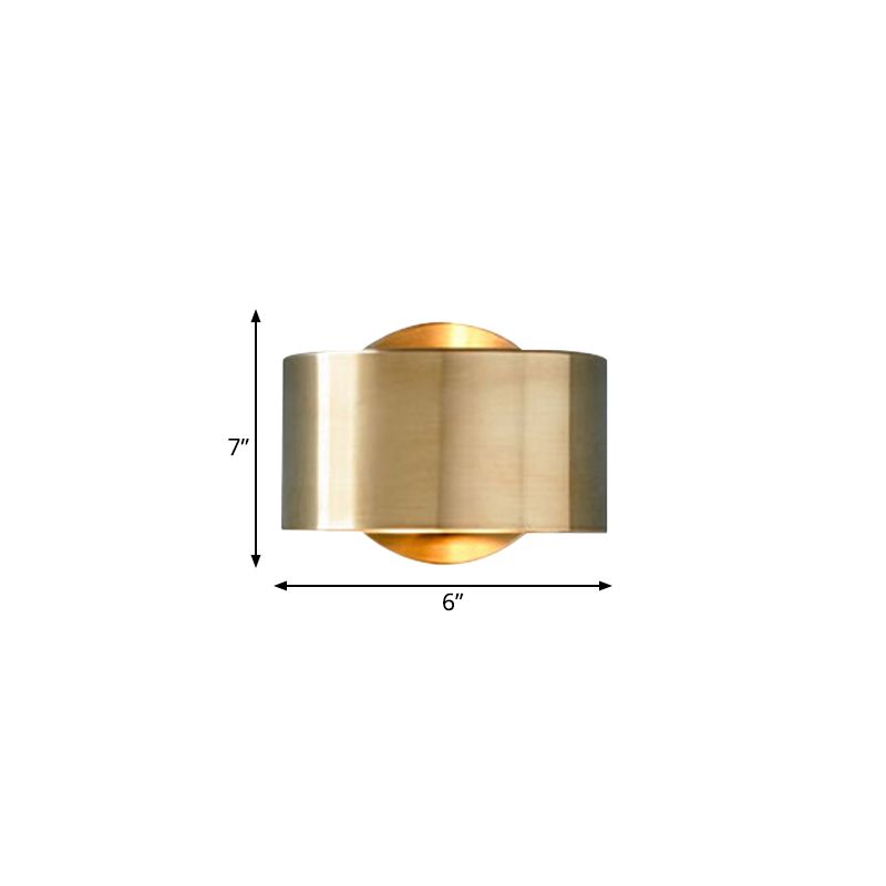 Gold Round Wall Light Sconce Colonialism Style Metal 1 Light Living Room Wall Lighting Fixture