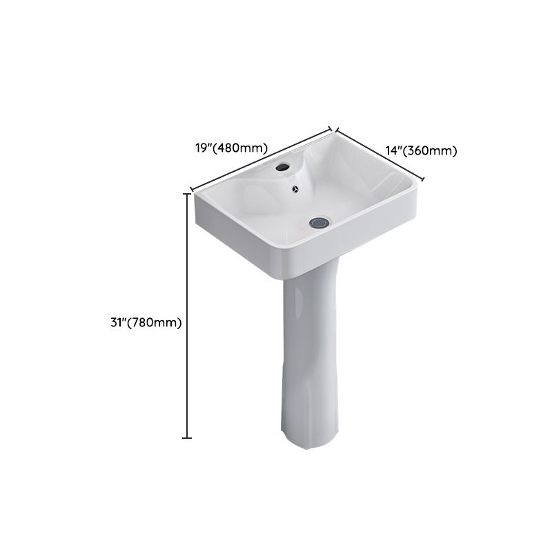 Square Pedestal Sink Ceramic Metal Ground Installation Bathroom Sink