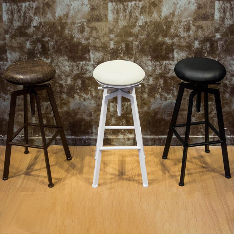 Round Seat Armless Bar Stool Modern Metal Legs Rotatable Bar Chair