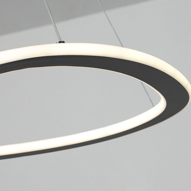 Metal Shaded Chandelier Lighting Fixture Modern LED Suspended Lighting Fixture in Black