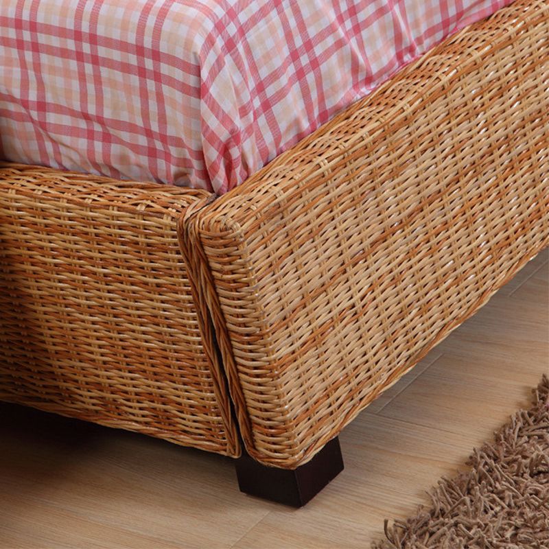 Tropical Rattan Standard Bed Brown 37.40" High Bed with Headboard