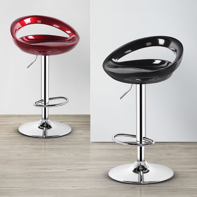 Modern Adjustable Height Swivel Plastic Bucket Bar Stool with Footrest