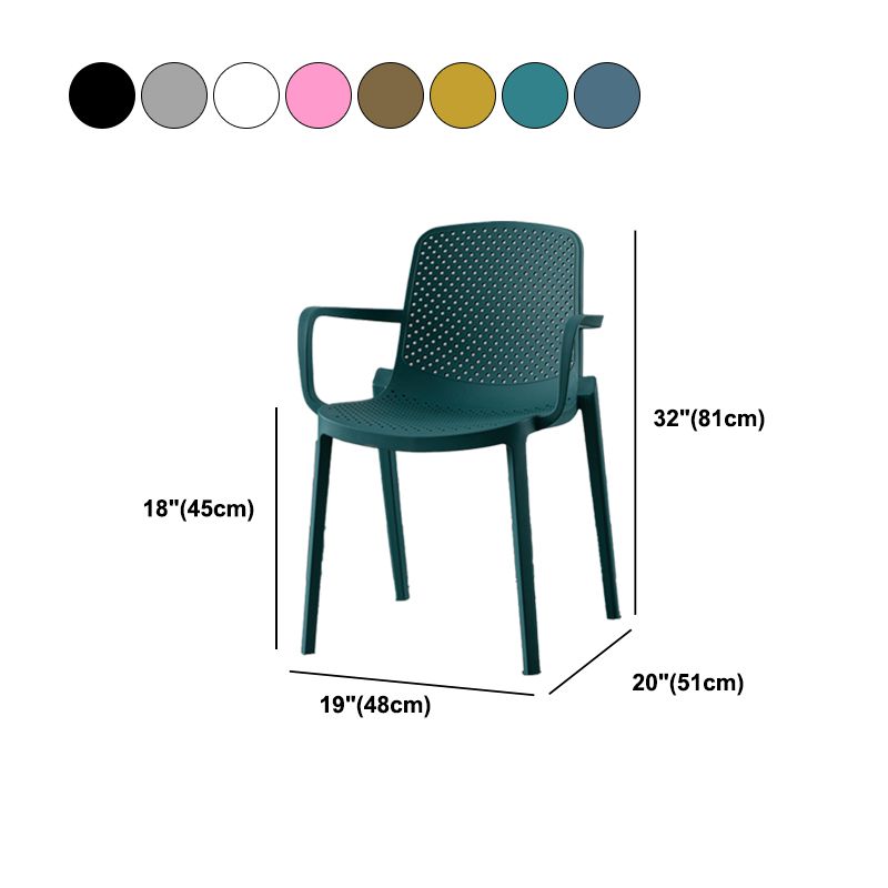 Plastic Contemporary Kitchen Dining Chair Arm Solid Back Chair