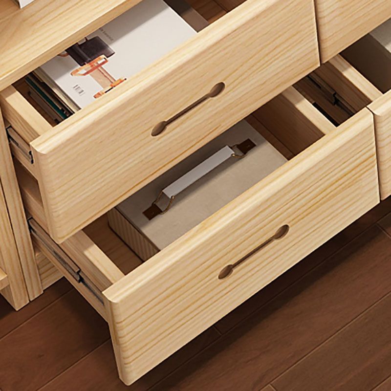 Scandinavian Vertical Standard Bookshelf Natural Pine Wood Bookshelf for Home