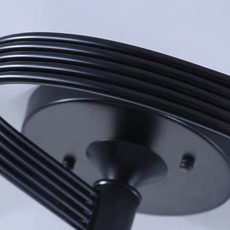 Glass Shaded Ceiling Mounted Fixture Minimalist Bedroom Semi Flush Mount in Black