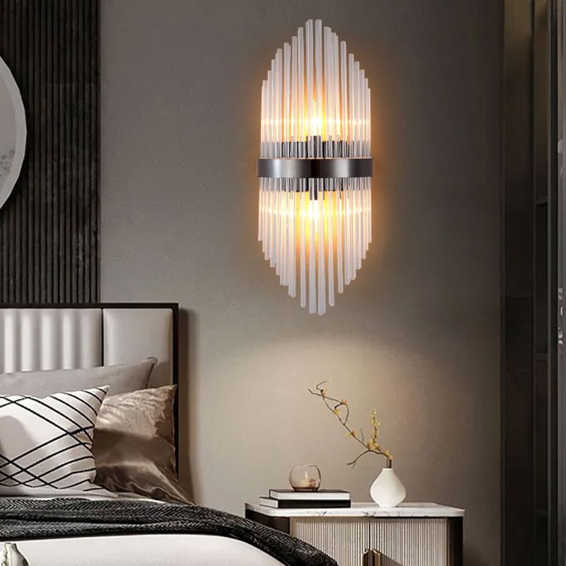 Clear Crystal 3 - Light Wall Mounted Sconce in Black / Gold Modern Wall Light
