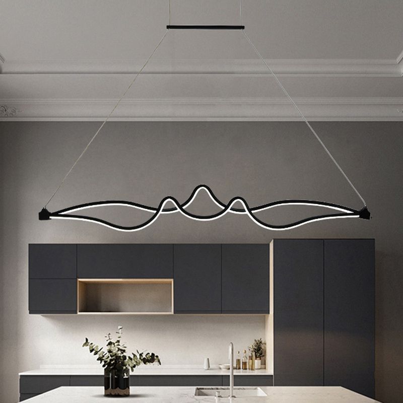 Nordic Aluminum Island Light Linear 2 Lights LED Island Pendant for Dining Room