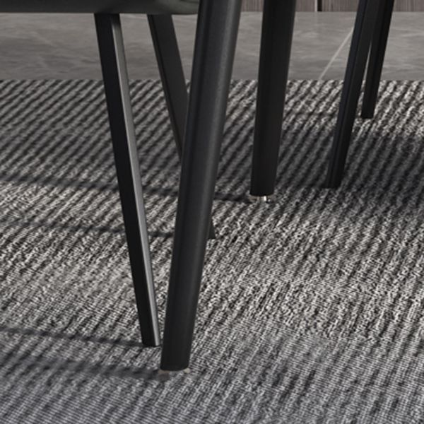 Industrial Style Dining Table Rectangle Sintered Stone 4 Legs Table with Black Frame