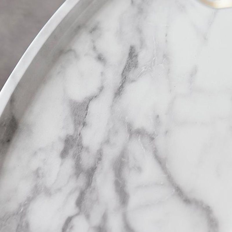 Cross Leg Base Design White/grey Faux Wood Top Metal Iron Round Coffee Table