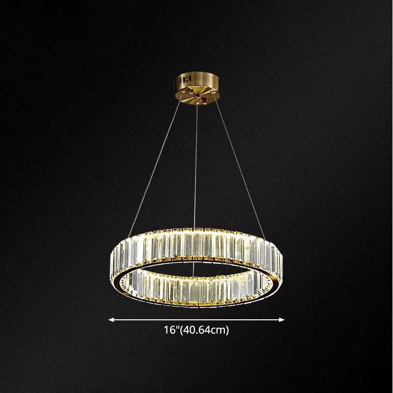Ultra-modern Ring LED Chandelier Lamp Crystal Suspension Pendant Light for Living Room