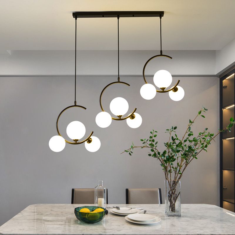 Glass Orbs Chandelier Pendant Modern Style Hanging Light Fixture for Dining Room