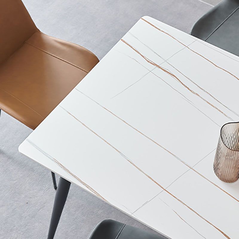 Tavolo da pranzo da cucina moderno rettangolare in pietra con 4 gambe