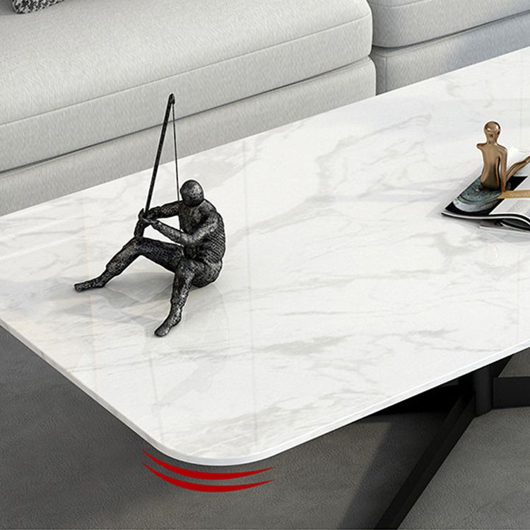 Abstract Coffee Table Rectangle Slate/Marble Top Coffee Cocktail Table