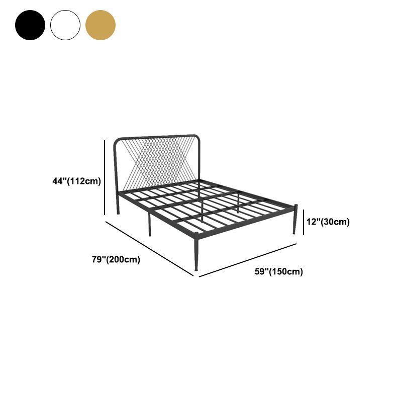 Contemporary Style Solid Color Bed Frame Metal Bed with Headboard
