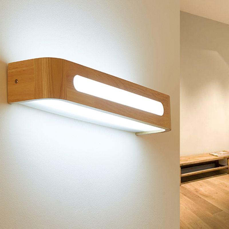 Square Shape Wood Wall Light Modern Style 1 Light Wall Mount Light in Brown