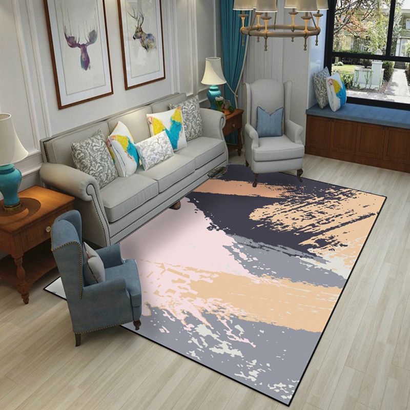 White Simple Carpet Polyester Graphic Carpet for Drawing Carpet for Living Room