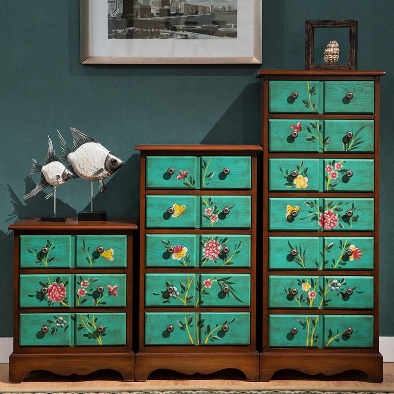 Coastal Wood Lingerie Chest Vertical Storage Chest for Bedroom