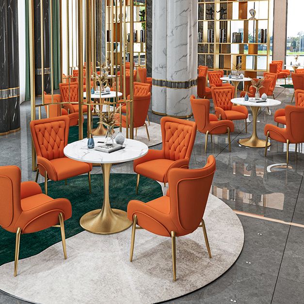 Metal Traditional Luxury Round Table Sintered Stone Table with Tulip Base