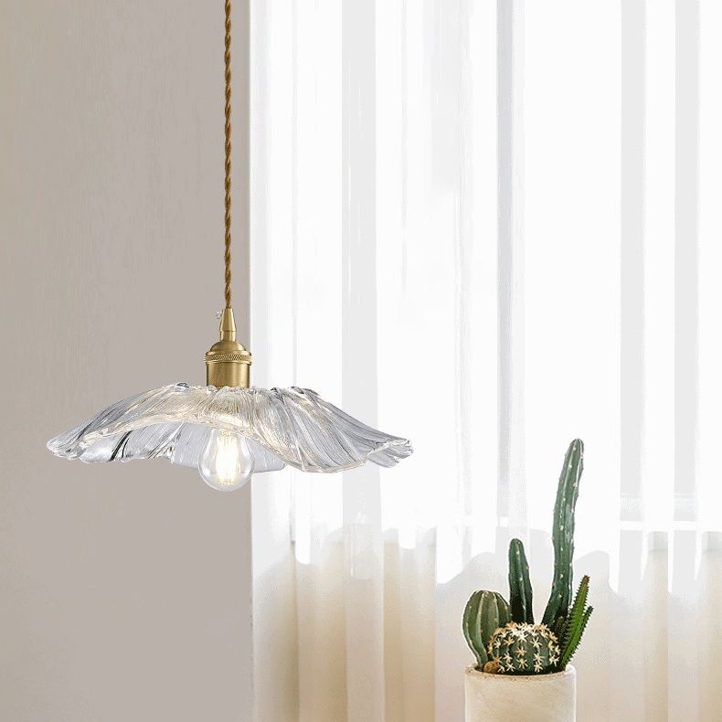 Modern Metal Flush Mount Flower Shape Ceiling Light with Glass Shade for Bedroom