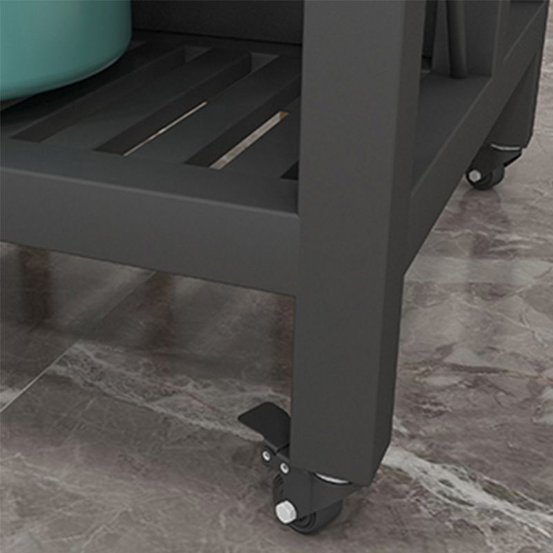 Modern Style Rolling Kitchen Cart Marble Kitchen Island Cart with Open Storage