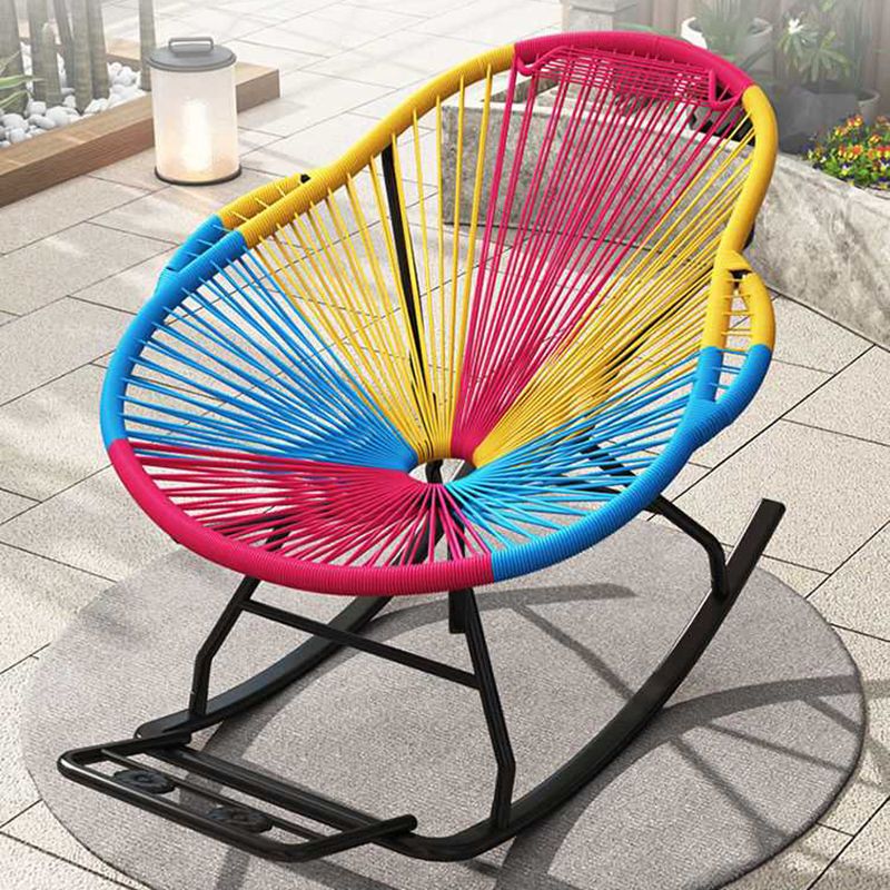 Modern Spindle Rocking Chair Woven Rope Metal Frame Rocker Chair for Home