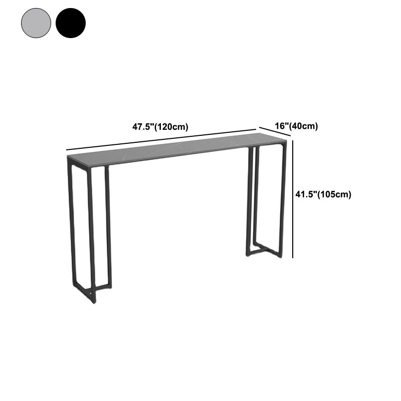 Industrial Rectangle Bistro Table Matte Finish Stone Top Bar Table